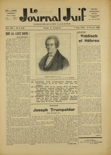 Le Journal Juif N°06 ( 08 février 1935 )
